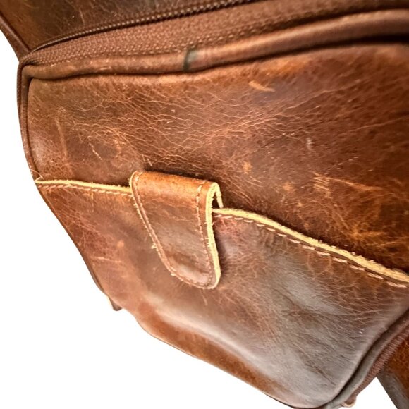 Paul & Taylor Men's Sling Bag Brown Leather - Picture 7 of 10